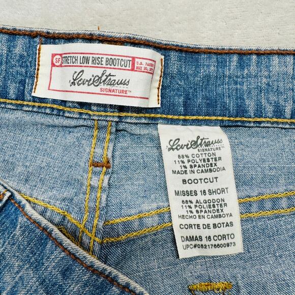 Levi Strauss Jeans Women 16 Short Med Wash Blue Denim Bootcut Stretch Low Rise - Picture 6 of 13